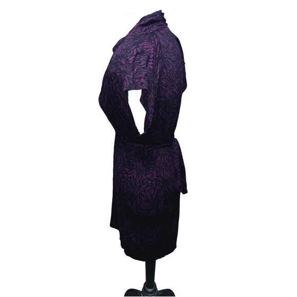 French Connection Abstract Print Cap Sleeve Dress Sz Medium Burgundy & Navy - Picture 8 of 12